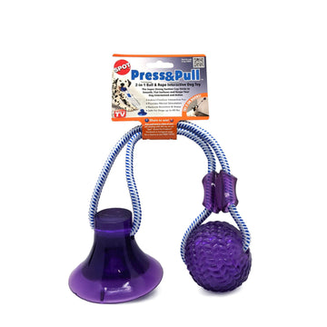 SPOT Press & Pull Interactive Dog Toy, Suction Cup Tug Toy for Dogs Up to 40 lbs, Chewing Ball, Mental Stimulation & Boredom Relief, 17 inch, Assorted Colors, 1 Piece