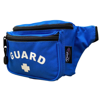 Kemp USA Lifeguard Hip Pack Water Resistant Fanny Pack GUARD Logo Medical Supply Waist Bag Adjustable Strap Multiple Zippered Compartments Lifeguard Emergency Gear