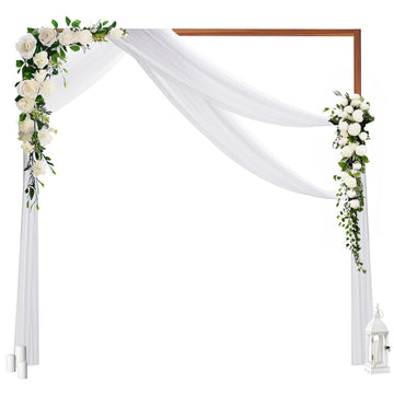 Spec101 White Wedding Curtain Backdrop 6 Pack - 5x10ft Chiffon Arch Draping Fabric Sheer Curtain Panels for Wedding Decorations Backdrop and Hanging Canopy
