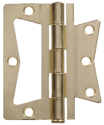 The Hillman Group 852628 4" Non Mortise Hinge - Removable Pin - Brass Finish 2-Pack