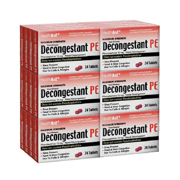 HealthA2Z Decongestant PE, Phenylephrine 10 mg, 24 Packs of 24 Tablets(576 Tablets Total), Value Package