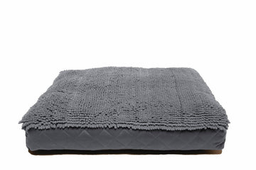 Dog Gone Smart Pet Products Dirty Dog Rectangle Bed, Cool Grey, 40" x 28" Large, Super Comfy Anxiety Calm Pet Beds, Machine Washable Microfiber Soft and Comfy