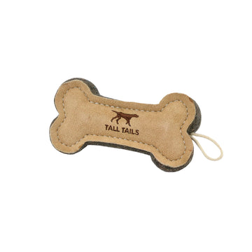 Tall Tails Dog Natural Leather Bone Fetch Toy for Dogs