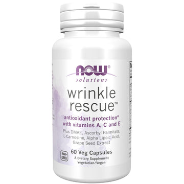 NOW Foods Solutions, Wrinkle Rescue™ Capsules, Targeted Blend with Vitamins A, C and E, 60 Capsules