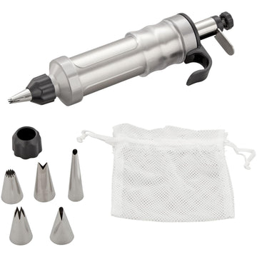 Wilton Dessert Decorator Pro Cake Decorating Tool, Stainless Steel, Includes 6 Tips, 2 Couplers, and Storage Bag for Cakes, Cookies, Pies, and Appetizers