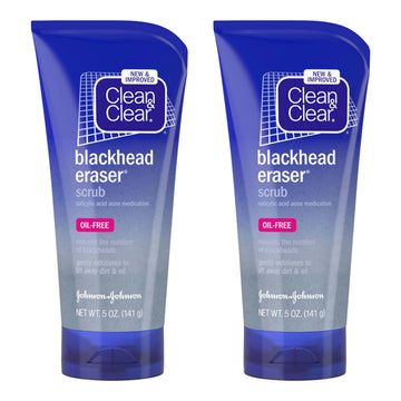 Clean & Clear Blackhead Eraser Oil-Free Facial Scrub with 2% Salicylic Acid Acne Medication, Exfoliating Daily Face Scrub for Acne-Prone Skin Care, 5 oz