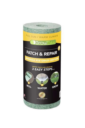 Growtrax Biodegradable Grass Seed - 50 SQFT Bermuda Rye - Grass Seed and Fertilizer for Lawns, Dog Patches & Shade - Just Water & Grow - No Fake or Artificial Grass