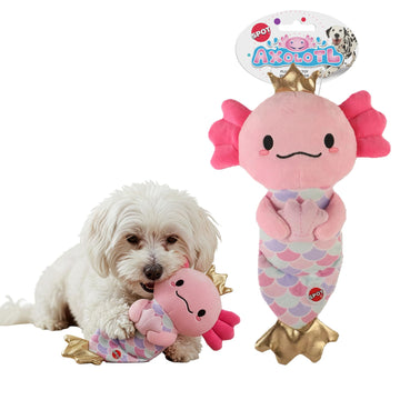 SPOT Axolotl Mermaid – 10″ Soft Plush Dog Toy with Squeaker & Crinkle Tail for Small & Medium Dogs – Reinforced Seams – Cute Gold Crown & Fin Design – for Light Chewers