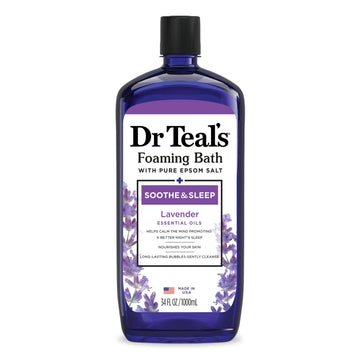 Dr Teal’s Foaming Bath with Pure Epsom Salt, Soothe & Sleep with Lavender, 34 Ounces (Packaging May Vary)