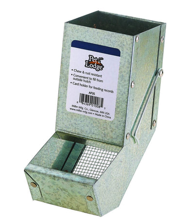 Pet Lodge® Steel Small Animal Feeder with Sifter Bottom | Cage Rabbit Feeder | Holds Several Days Worth of Food | 3 Inch