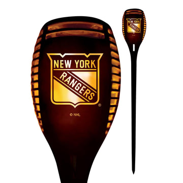 Sporticulture New York Rangers LED Solar Torch - 4" x 4" x 36" Waterproof & Sun Damage Resistant Solar Light with Flickering Flame - Perfect Decor for Patio, Front Porch or Poolside Landscape