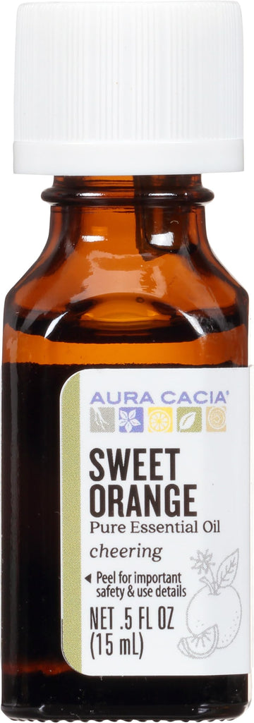 Aura Cacia 100 Percent Pure Sweet Orange Essential Oil, 0.5 Ounce - 6 per case.