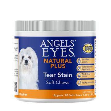 ANGELS' EYES Natural Tear Stain Prevention Soft Chews for Dogs | Chicken Flavor| For All Breeds | No Wheat No Corn | Daily Supplement | Proprietary Formula, 90 Count