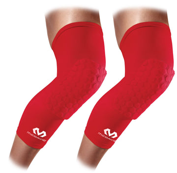 McDavid Hex Knee Compression Sleeves, Pull-On Padded Protection, Moisture Wicking (1 Pair), SCARLET, Small