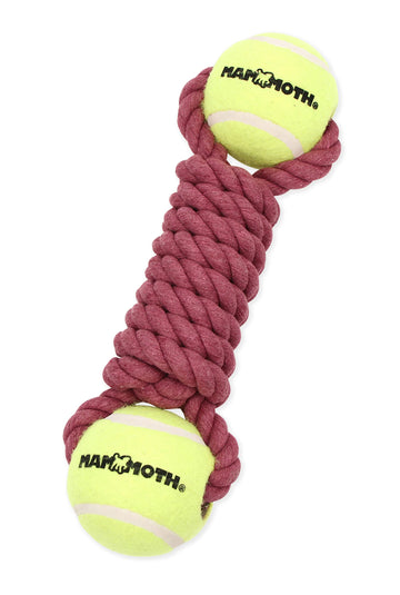 Mammoth Flossy Chews Twister Rope Toy with Tennis Balls Premium Cotton-Poly Tug Toy for Dogs Interactive Dog Tug Toy Rope Dog Toy with Tennis Balls for Medium to Large Dogs Large 13" Assorted Colors