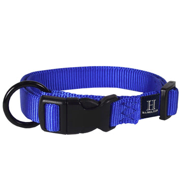 Hamilton Adjustable Nylon Dog Collar for Small Medium Large Dogs, Blue, 5/8" Wide x 12-18" Neck