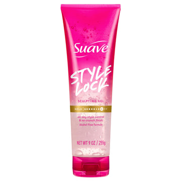 Suave Style Lock Sculpting Hair Gel for Women, Alcohol-Free, Maximum Hold, Soft & Smooth, No-Crunch, No-Flake, All Hair Types, 9 OZ