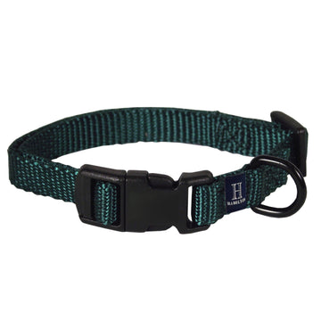 Hamilton Adjustable Nylon Dog Collar for Small Medium Large Dogs, Dark Green, 3/8" Wide x 7-12" Neck