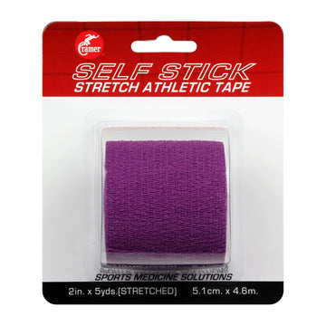 Cramer Eco-Flex Self-Stick Stretch Tape, Purple, 2" x 5 yd, Cohesive Athletic Bandage Wrap, Athletic Trainer Flexible Sports Tape, Easy Tear Vet Wrap for Pets, Self Adhesive Bandage Roll, 5 Yards