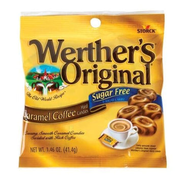 Werther's Original Sugar-Free Caramel Coffee Hard Candy - Individually Wrapped Hard Candies for Halloween, Parties, or Snacks - 1.46 oz Bag (Pack of 1)