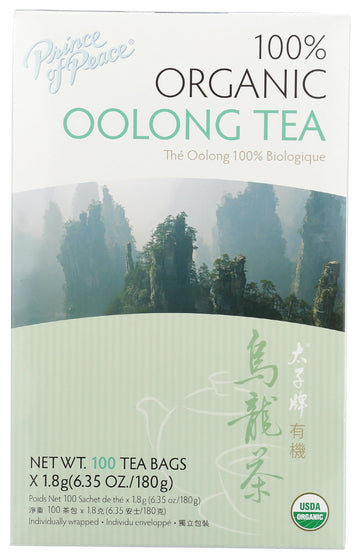 Prince of Peace Organic Oolong Tea, 100 Tea Bags – 100% Organic Black Tea – Unsweetened Black Tea – Lower Caffeine Alternative to Coffee – Herbal Health Benefits