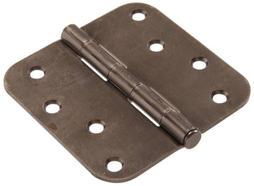 The Hillman Group 852808 4" Residential Door Hinge - 5/8" Round Corner - Removable Pin - Full Mortise - Pewter 1-Pack