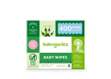 Babyganics Baby Wipes, Unscented Diaper Wipes, 400 Count, (5 Packs of 80)