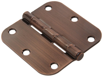 The Hillman Group 852807 3-1/2" Residential Door Hinge - 5/8" Round Corner - Removable Pin - Full Mortise - Antique Bronze 1-Pack