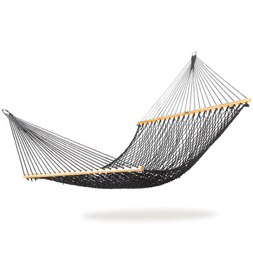 Bliss Hammocks BH-410BK Classic Rope Hammock with Spreader Bar, Black, 80"L x 60"W
