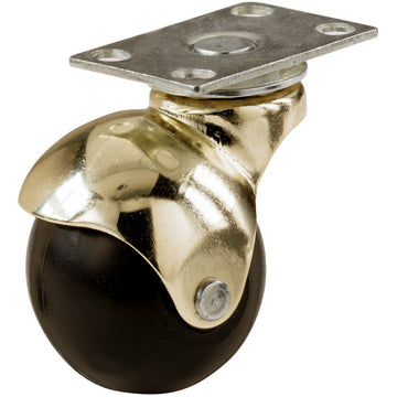 Shepherd Hardware 9353 1-5/8-Inch Office Chair Plate Caster, Bright Brass Hooded Ball, 2-Pack
