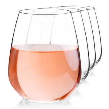 Luigi Bormioli Crescendo Stemless Wine Glasses Set of 4, 23.25 oz – White Wine Tumblers for Cocktails, Water & Everyday Entertaining – Clear Glass Drinkware Essentials for Home Bars