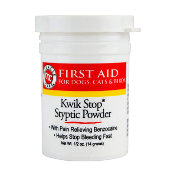 Miracle Care Kwik Stop Styptic Powder for Dogs, Cats and Birds, 0.5 Ounce, Fast Acting Blood Stop Powder with Pain Relieving Benzocaine
