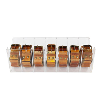 7Penn Clear Acrylic Belt Organizer for Drawer and Closet - 7 Section Men Belt Holder Storage for Watch Bracelets Ties