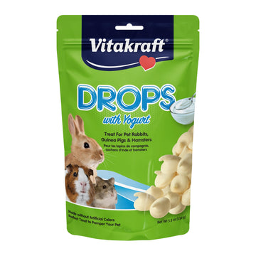 Vitakraft Drops Yogurt Drops Treat for Rabbits Guinea Pigs and Hamsters – Made with Real Dried Yogurt and Whey Protein – Vanilla Flavor with No Artificial Colors Flavors Or Preservatives – 5.3 Oz Bag
