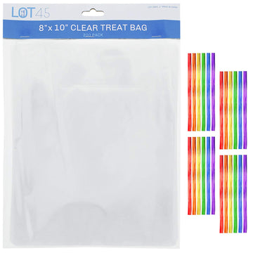 Lot45 Medium Clear Treat Bags with Ties 200-Pack - Clear Cookie Bags, Treat Pouch Bag, Medium Bakery Bag - 8x10 Inch