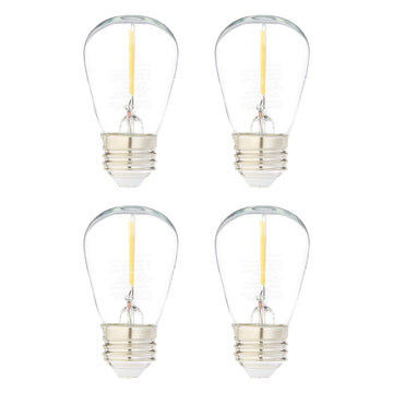 Amazon Basics Replacement LED String Light Bulbs S14 Shape, Edison Style, Soft White, 1 Watt Power - 4-Pack