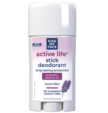 Kiss My Face Active Life Lavender Deodorant, Aluminum Free Deodorant For Women And Men, 2.48 Oz Stick