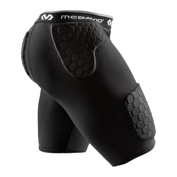 McDavid Men's Compression Shorts with HEX Pads Dual-Density Thudd Tights with Hip, Tailbone, Thigh Padding for Men's Compression Shorts with Cup Pocket Black