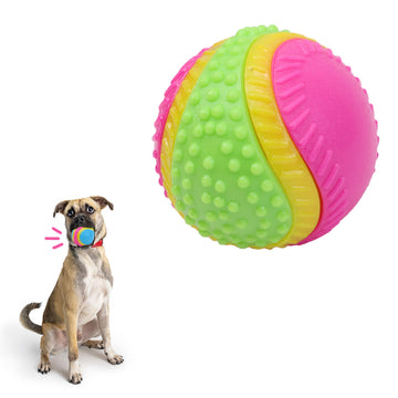SPOT Sensory Ball for Soft Chewers - Stimulates All 5 Senses, Bell & Squeaker Sounds, Raised Nubs Clean Teeth, High Contrast Fetch Toy, Beef Scented, Durable TPR Rubber Ball, 2.5-inch