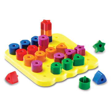 Learning Resources Stacking Shapes Pegboard, Toddler Activity,Fine Motor Toy, Gifts for Boys and Girls, 27 Piece Set, Ages 2+