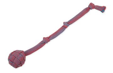 Mammoth Pet Products 43725402: Extra Flossy Webbing Ball w/Fling Handle Dog Toy, 20In