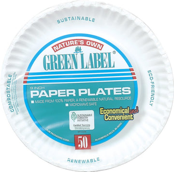 Plate,Paper,9",Uncoated,50/Pk