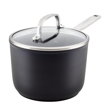 KitchenAid Hard Anodized Induction Nonstick Saucepan with Lid, 2 Quart -Matte Black