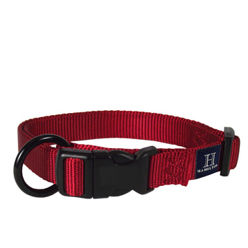 Hamilton Adjustable Nylon Dog Collar for Small Medium Large Dogs, Red, 5/8" Wide x 12-18" Neck