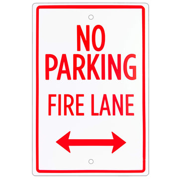 No Parking – Fire Lane Sign – 18" x 12" Aluminum Safety Warning Sign with Bidirectional Arrow – Easy Mount, Pre-drilled Reflective Signs for Parking Lots, Businesses, & Private Properties