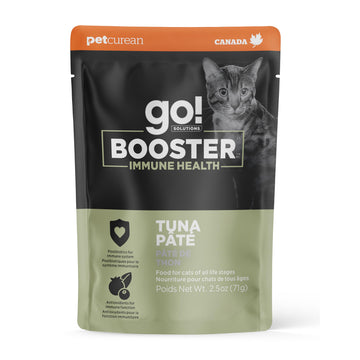 Go! Solutions Booster Immune Health Tuna Pâté Topper for Dry Food, Real Meat Wet Cat Treat for Healthy Immunity in Kittens, Adults, & Seniors, 2.5 oz Pouch (12 Pack)