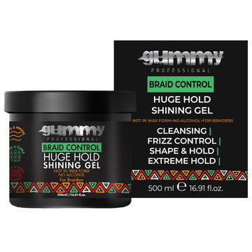 Gummy Professional Braid Control Hair Gel – Extreme Hold Edge Control for Braids, Locs, and Dreads – Shining Styling Gel for Men and Women – Anti-Frizz, Residue-Free, Professional Formula – 500ml