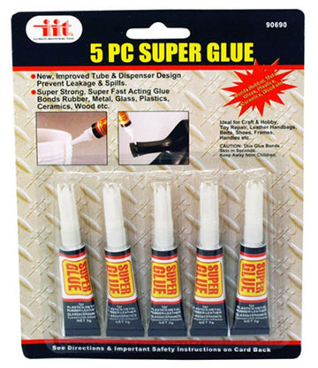 IIT 90690 Super Glue, 3 Grams Each, 5-Pack