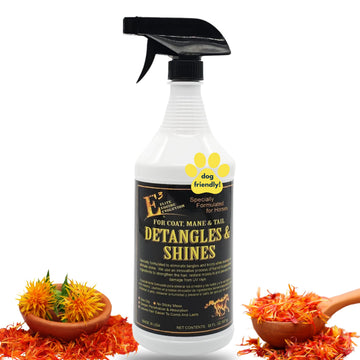 E3 Detangle and Shine for Horses - Instantly Detangles Mane and Tail, Adds Brilliant Shine, Moisturizes and Conditions, Non-Greasy (32oz)