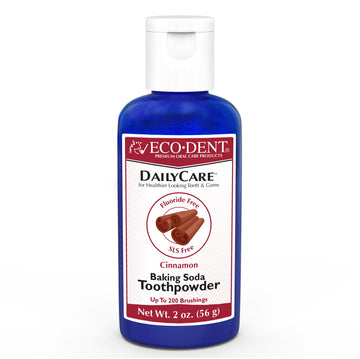 Eco-Dent DailyCare Baking Soda Toothpowder, Cinnamon - Fluoride-Free Toothpaste Powder, SLS-Free Tooth Powder with Baking Soda, Minerals, and Essential Oils, Toothpaste Alternative, 2 Oz